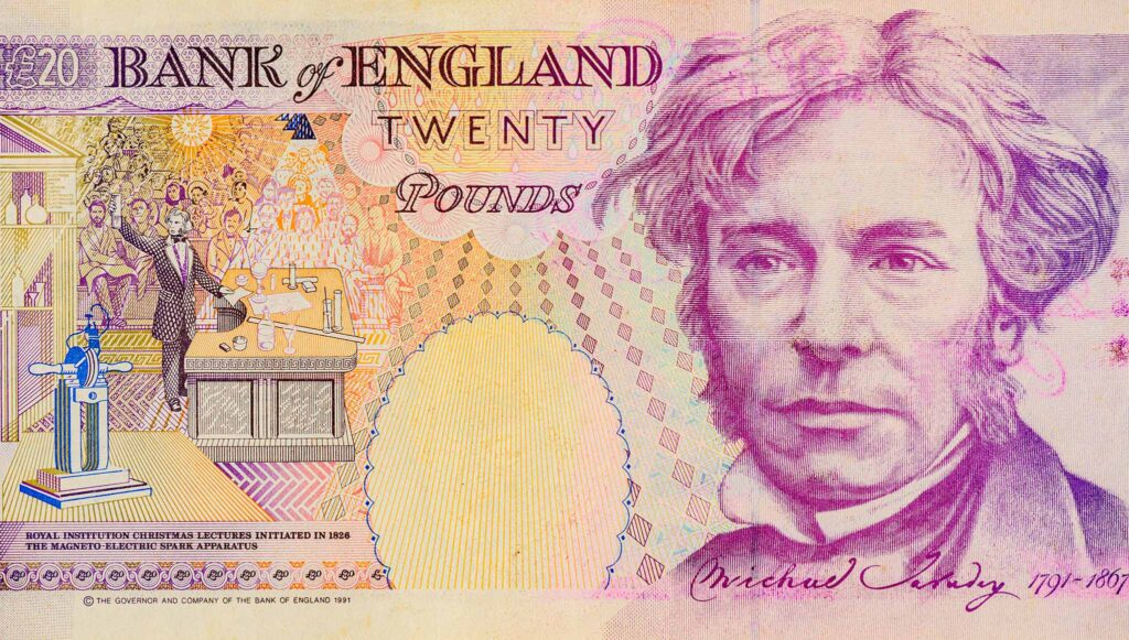 Michael Faraday Bank Note of 20 British Pounds